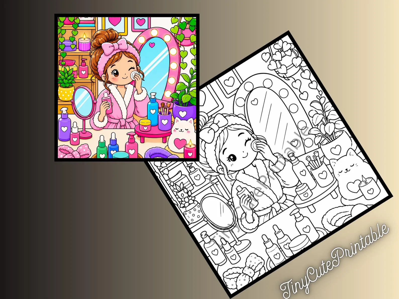 CuteLearner printable Cozy Girl Moments Coloring Book, Kawaii Self-Care Relaxation Art (PDF Download) — Coloring Books — preview 4